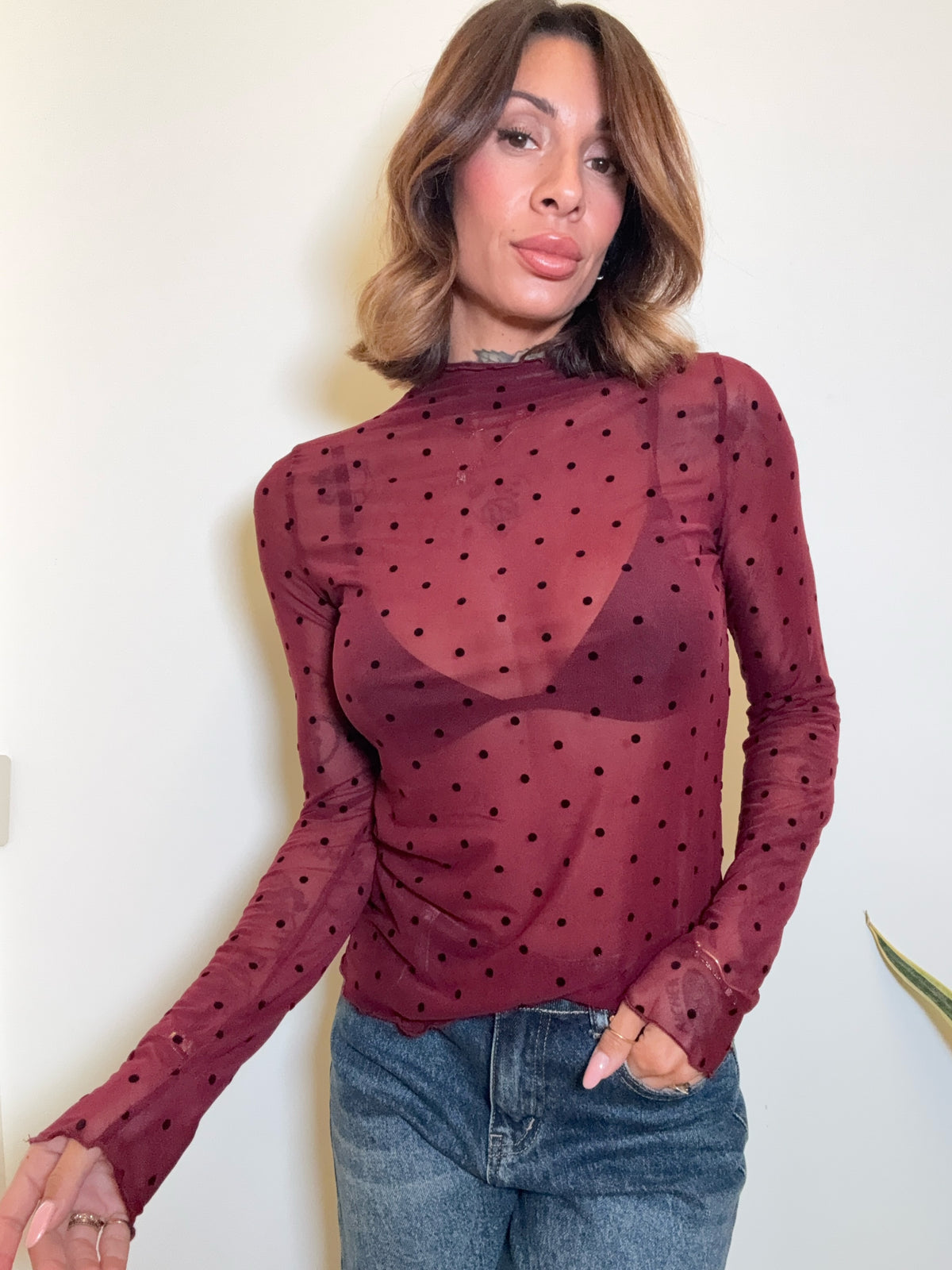 maglia pois trasparenza