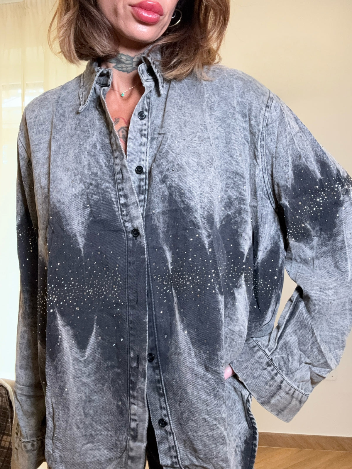 camicia denim grey